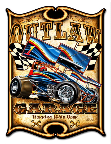 Outlaw Garage Laser Cut Out Hot Rod Sign By Steve McDonald 14"x18"