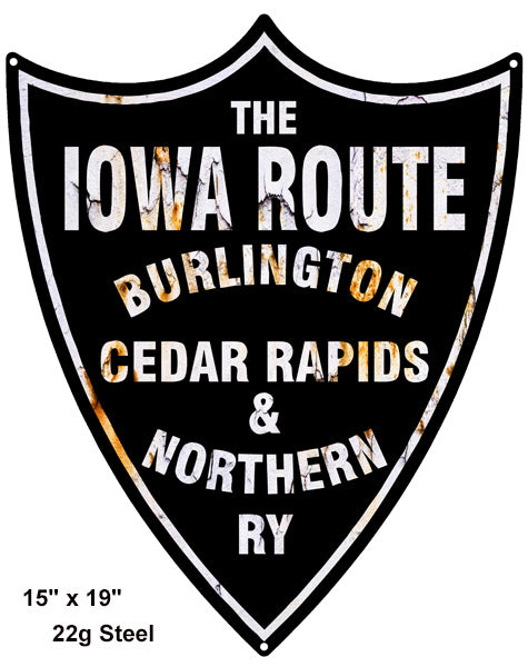 Iowa Route Reproduction Laser Cut Out Railroad Sign 15″x19″