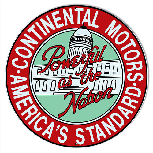 Continental Motors Reproduction Garage Shop Metal Sign 14″x14″ Round