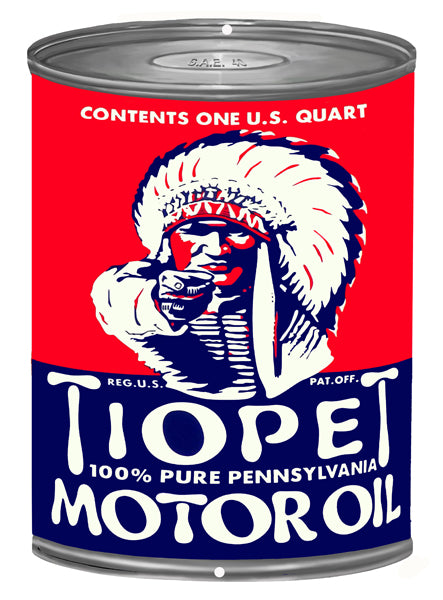 Tiopet Motor Oil Reproduction Can Cut Out Gas Station Sign 7.1/4"x10.1/12"
