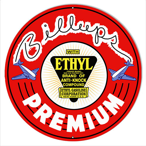 Billups Premium Motor Oil Reproduction Gas Station Metal Sign 14"x14" Round