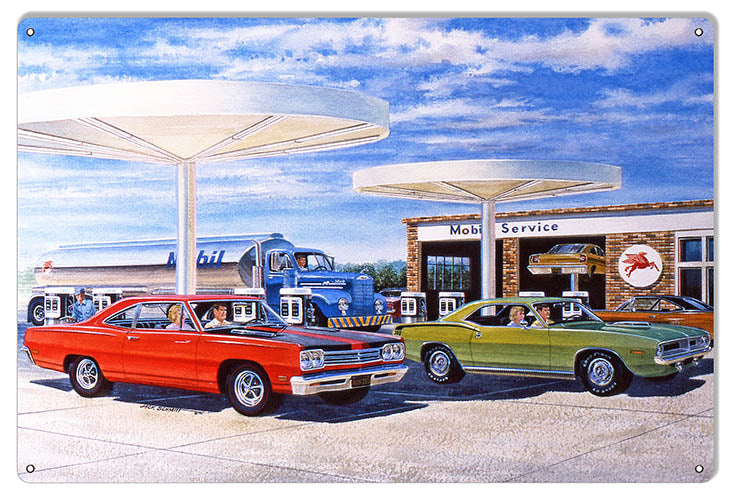 Pegasus Mobil Gas Station Reproduction Sign By Jack Schmitt 12"x18"