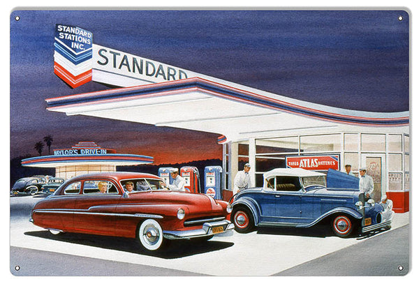 Chevron Standard Gas Station Reproduction Sign By Jack Schmitt 12x18