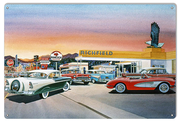 Richfield Gas Station Reproduction Garage Sign By Jack Schmitt 12x18