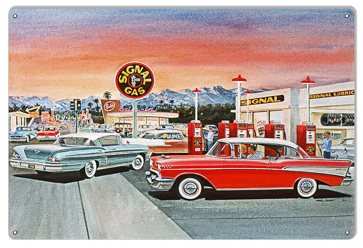 Signal Gas Station Reproduction Motor Oil Sign By Jack Schmitt 12x18