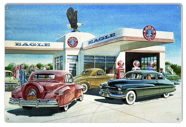 Eagle Gas Station Reproduction Motor Oil Sign By Jack Schmitt 12x18