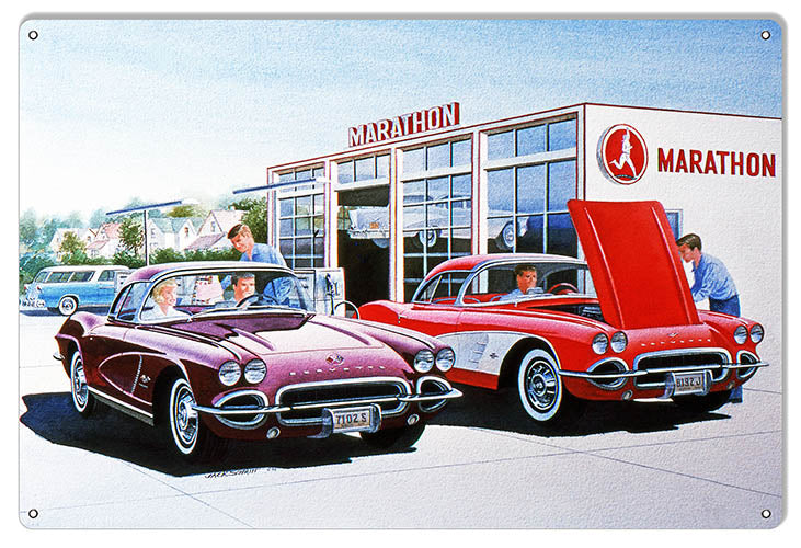 Marathon Gas Station Reproduction Motor Oil Sign By Jack Schmitt 12x18