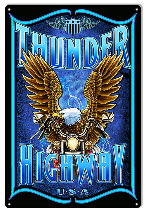 Motorcycle Thunder Garage Shop Man Cave Sign By Steve McDonald 12x18