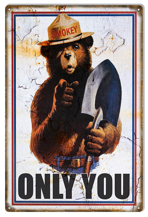 Smokey The Bear Reproduction Animal Sign 12x18