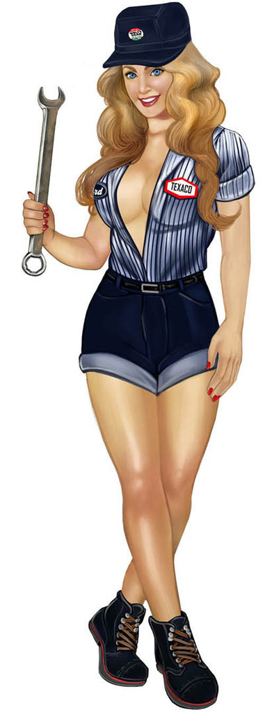 Life Size Wall Decal Stick On Gas And Oil Station Mechanic Pin Up Girl