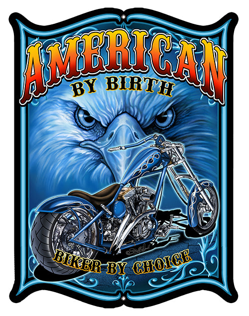 American Biker Cut Out Garage Shop Sign By Steve McDonald 14x18