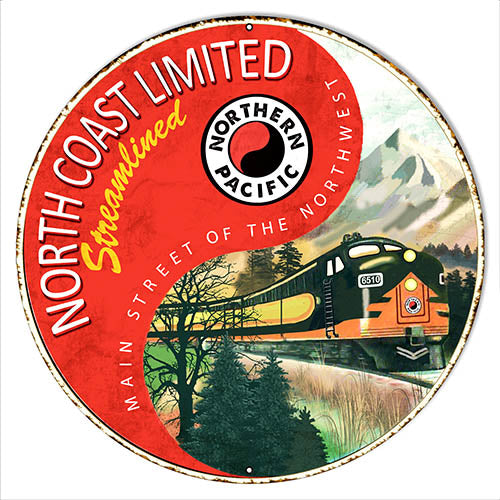 Northern Pacific Reproduction Railroad Metal Sign 30x30 Round