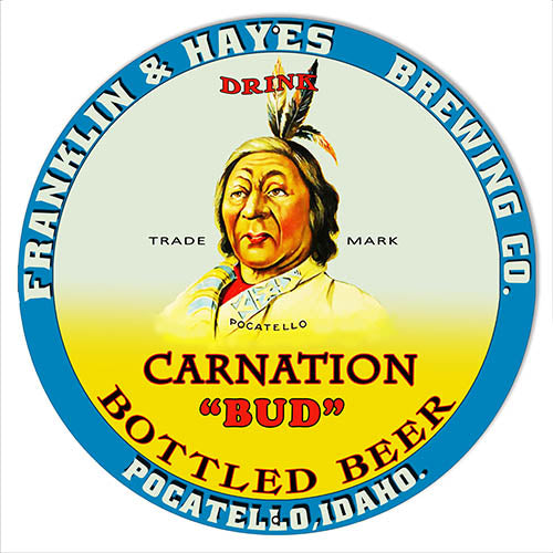Carnation Bud Beer Reproduction Bar Metal Sign 24x24 Round