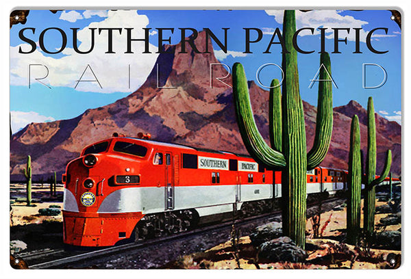 Souther Pacific Railways Reproductin Railroad Large Metal Sign 16x24