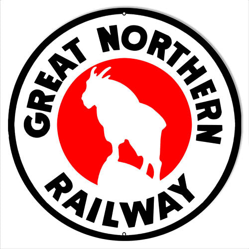Great Northern Railway Reproduction Metal Sign 24x24 Round