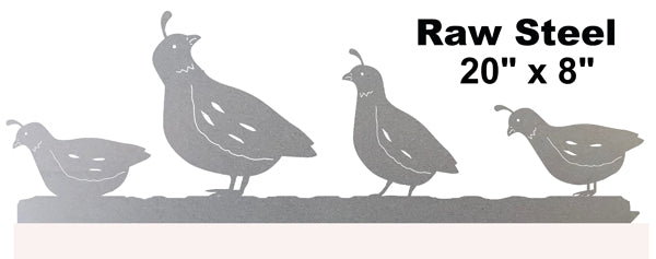 Quail Birds Laser Cut Out Raw Steel Metal Sign 8x20