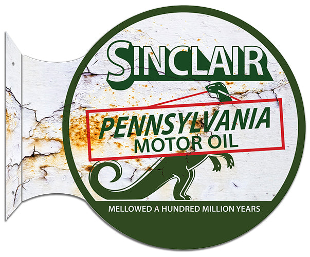 Sinclair Motor Oil Reproduction Flange Metal Sign 15x17.5