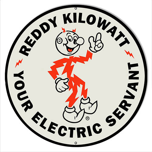 Reddy Kilowat Reproduction Nostalgic Metal Sign 30x30 Round