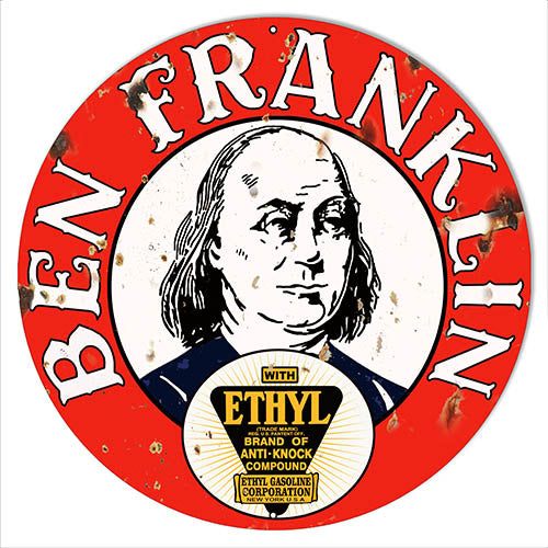 Ben Franklin Motor Oil Reproduction Garage Metal Sign 14x14 Round