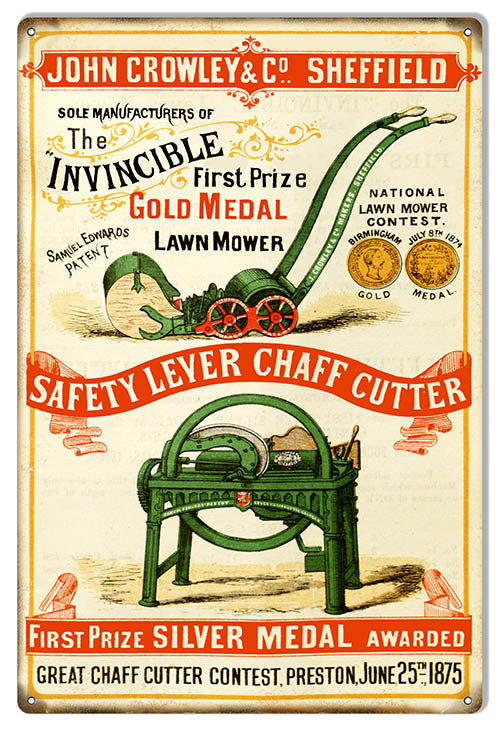 John Crawley Lawnmower Reproduction Country Metal Sign 16x24