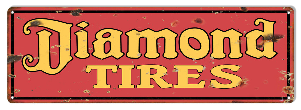 Diamond Tires Reproduction Garage Shop Large Metal Sign 9x30