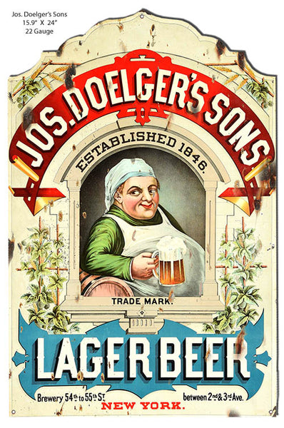 Jos Doelgers Sons Lager Beer Cut Out Bar Metal Sign 15.9x24