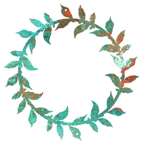Wreath Laser Cut Out Faux Patina Nostalgic Metal Sign 24x24