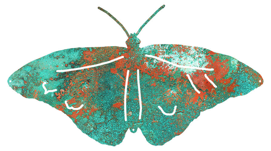 Butterfly Laser Cut Out Faux Patina Metal Sign 13.5x23.1