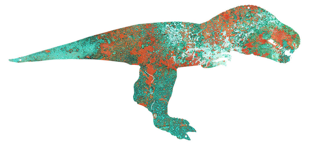 T-Rex Dinosaur Cut Out Wall Decor Faux Patina Metal Sign 10.6x22.7