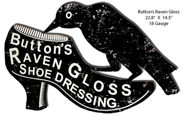 Buttons Raven Cut Out Reproduction Silhouette Metal Sign 14.5x22.8
