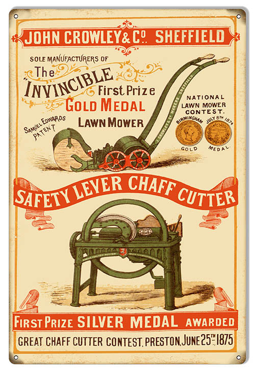 John Crowley Lawn Mower Reproduction Country Metal Sign 12x18