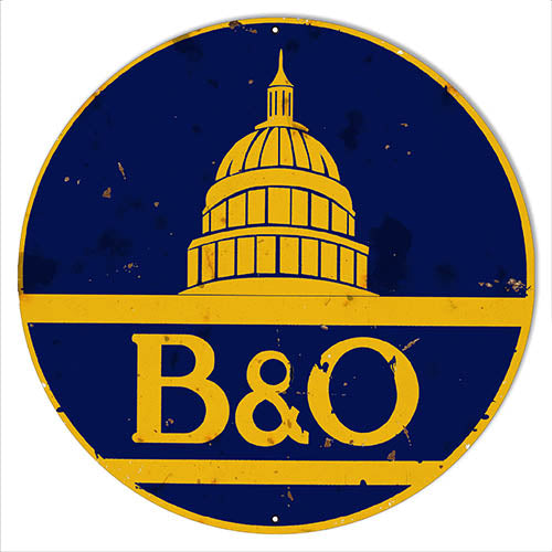 B & O Herald Reproduction Railroad Metal Sign 30x30 Round