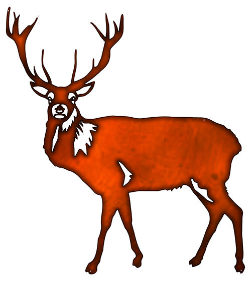 Deer Buck laser Cut out Faux Copper Finish Metal Sign 21.4x24