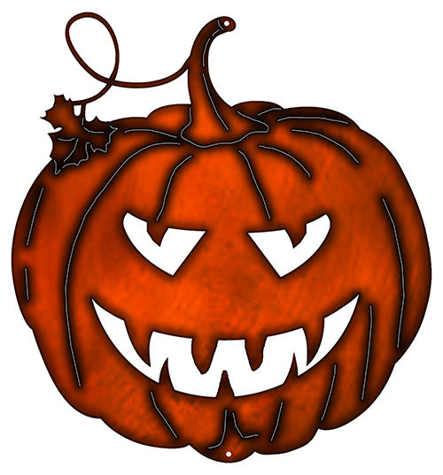 Jack O Lantern Cut Out Fax Copper Finish Metal Sign 17.4x18.6
