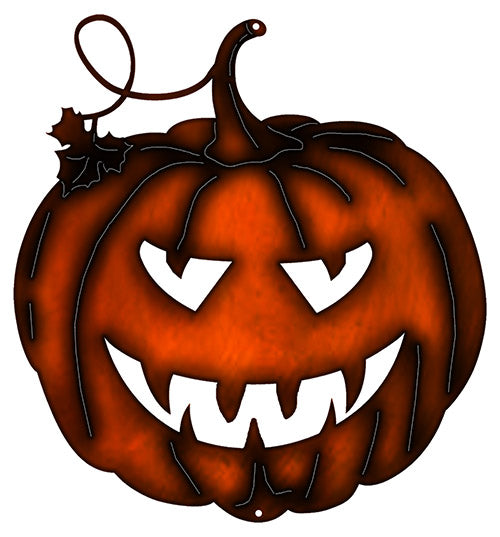 Jack O Lantern Cut Out Fax Copper Finish Metal Sign 9.8x10.5