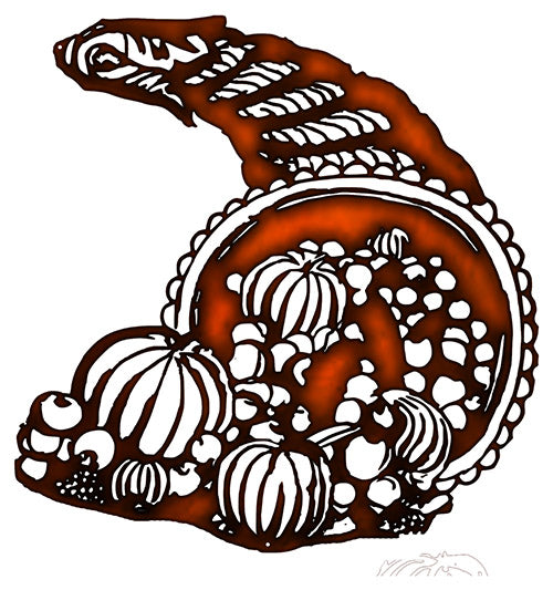 Cornucopia Faux Copper Finish Metal Cut Out Fall Decor 13.8"x17.7" RVG1402C