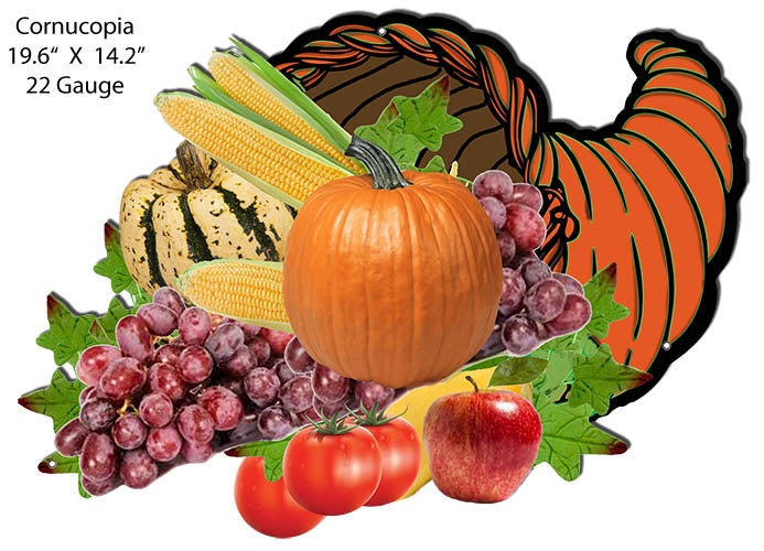 Cornucopia Fall Decor Metal Cut Out 19.6"x14.2" RVG1403S