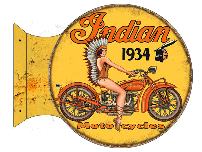 Indian Motorcycles 15"x15"  22g Metal Round Flange by Reedyville RVG1425F