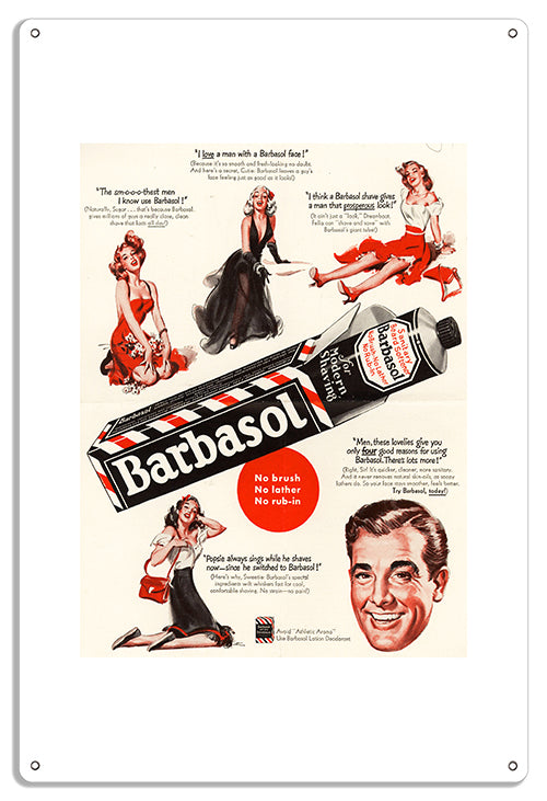 Barbasol Shave Cream Nostalgic Ad 12"x18" .040 Aluminum Reproduction Sign