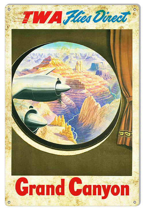 TWA Flies Direct To Grand Canyon Metal Sign 3 Sizes To Choose From