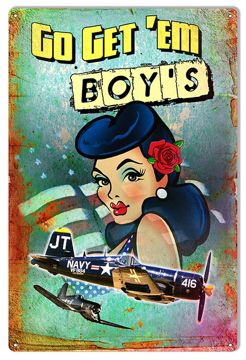 Go Get Em Boys Metal Sign By Artist Phil Hamilton