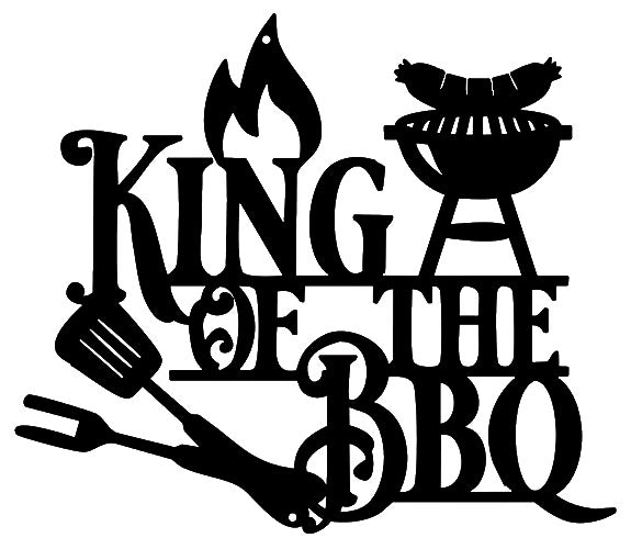 King Of The BBQ Cut Out Black Metal Sign 13.75x11.9