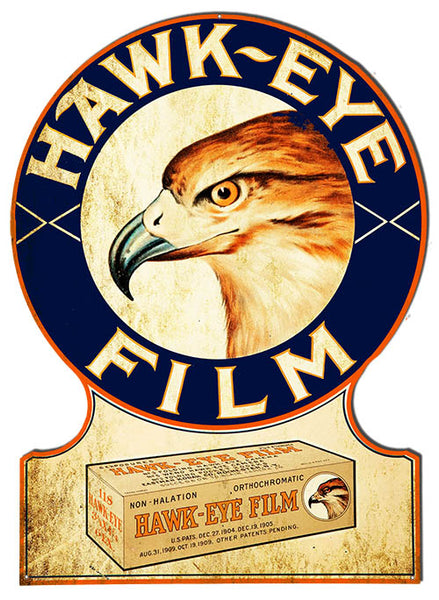 Hawk-Eye Film Reproduction Metal Sign 23.8x32.6