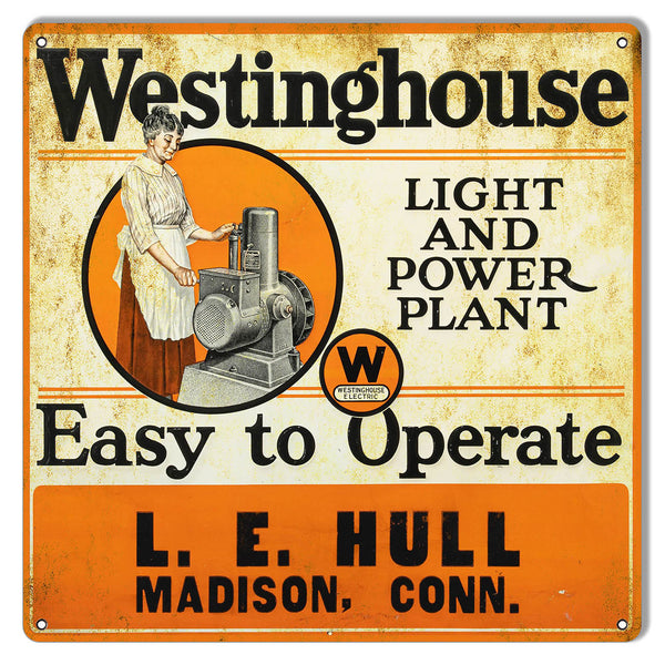 Westinghouse Light And Power Plant Vintage Metal Sign 12x12