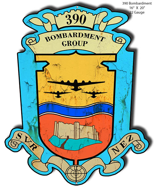 Bombardment Group 390 Cut Out Military Metal Sign 16x20