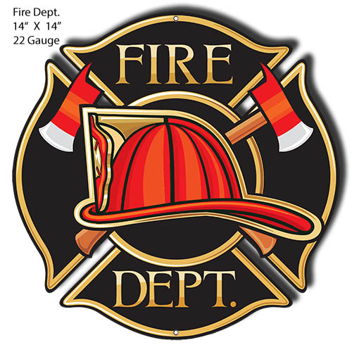 Fire Dept. Laser Cut Out Wall Art Metal Sign 14x14