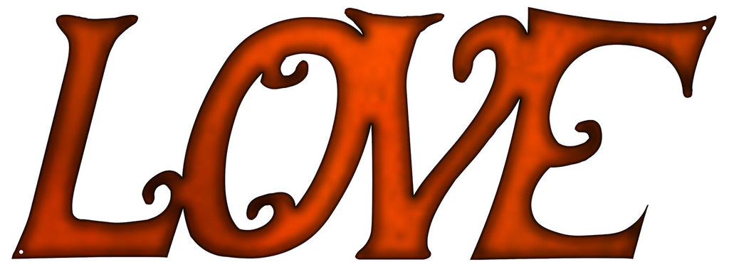 Love Laser Cut Out Faux Copper Finish Metal Sign 8.5x24