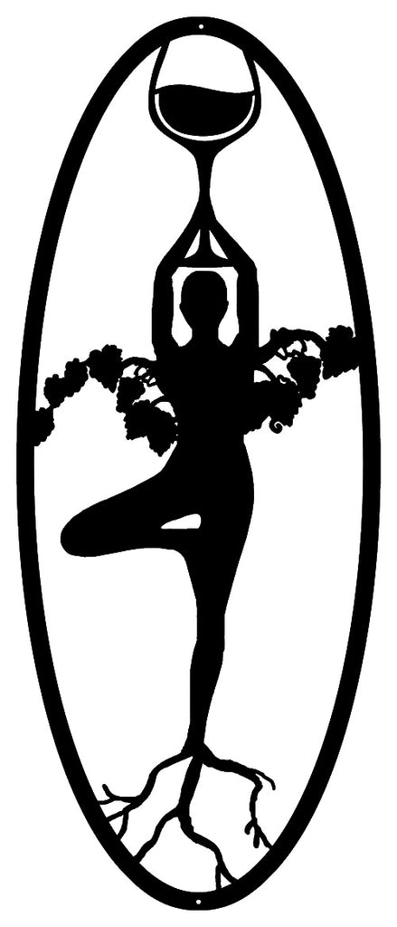 Wine Lady Encased Cut Out Wall Décor Silhouette Metal Sign 11x27