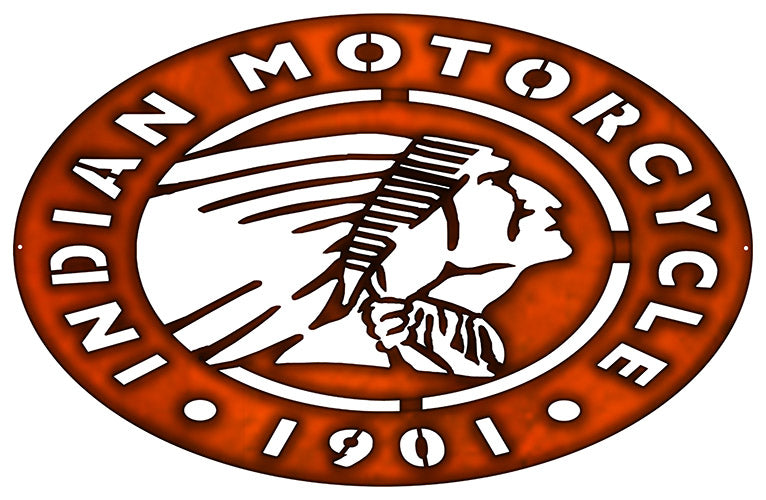 Indian Motorcycle Laser Cut Out Faux Copper Finish Metal Sign 15.5x24