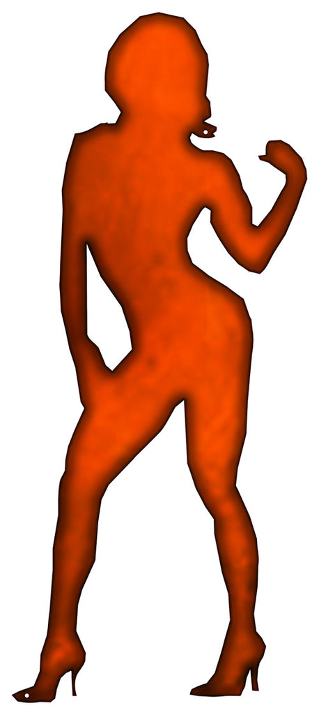 Female Body Builder Cut Out Faux Copper Finish Metal Sign 10x23